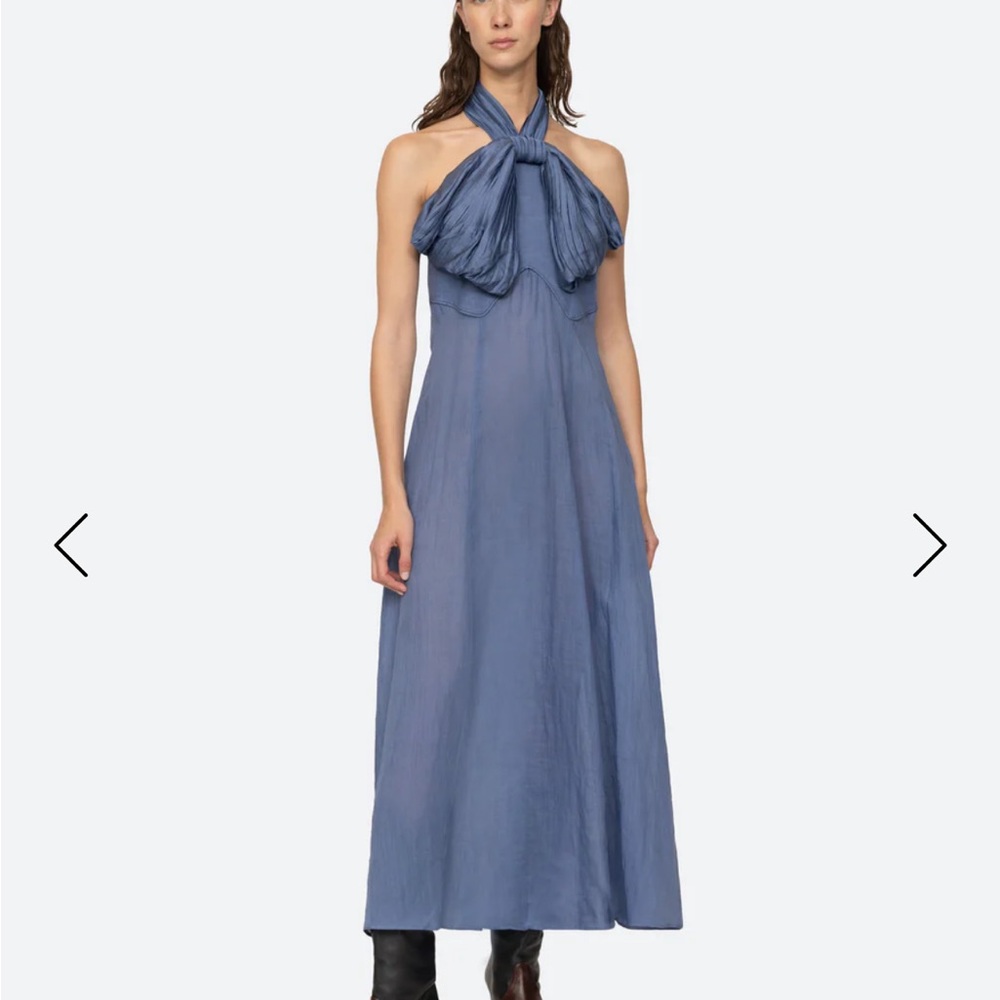 Sea NY Blue Halter Maxi Dress